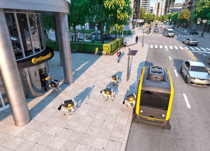 Собаки-роботы на беспилотном электромобиле будут доставлять посылки